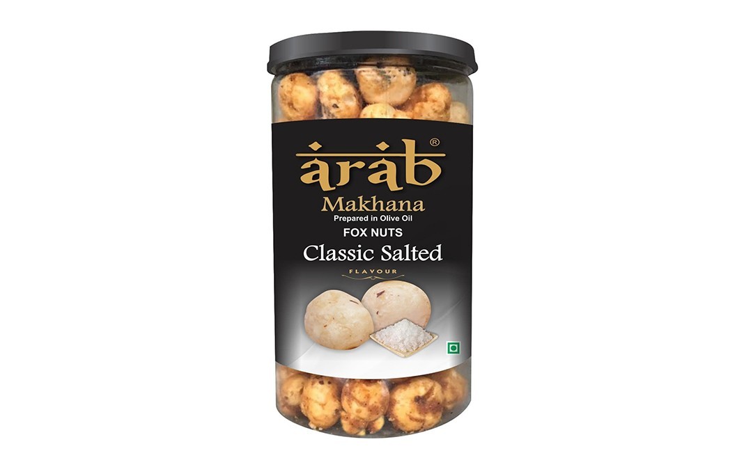 Arab Makhana Prepared in Olive Oil Fox Nuts Classic Salted   Plastic Jar  80 grams